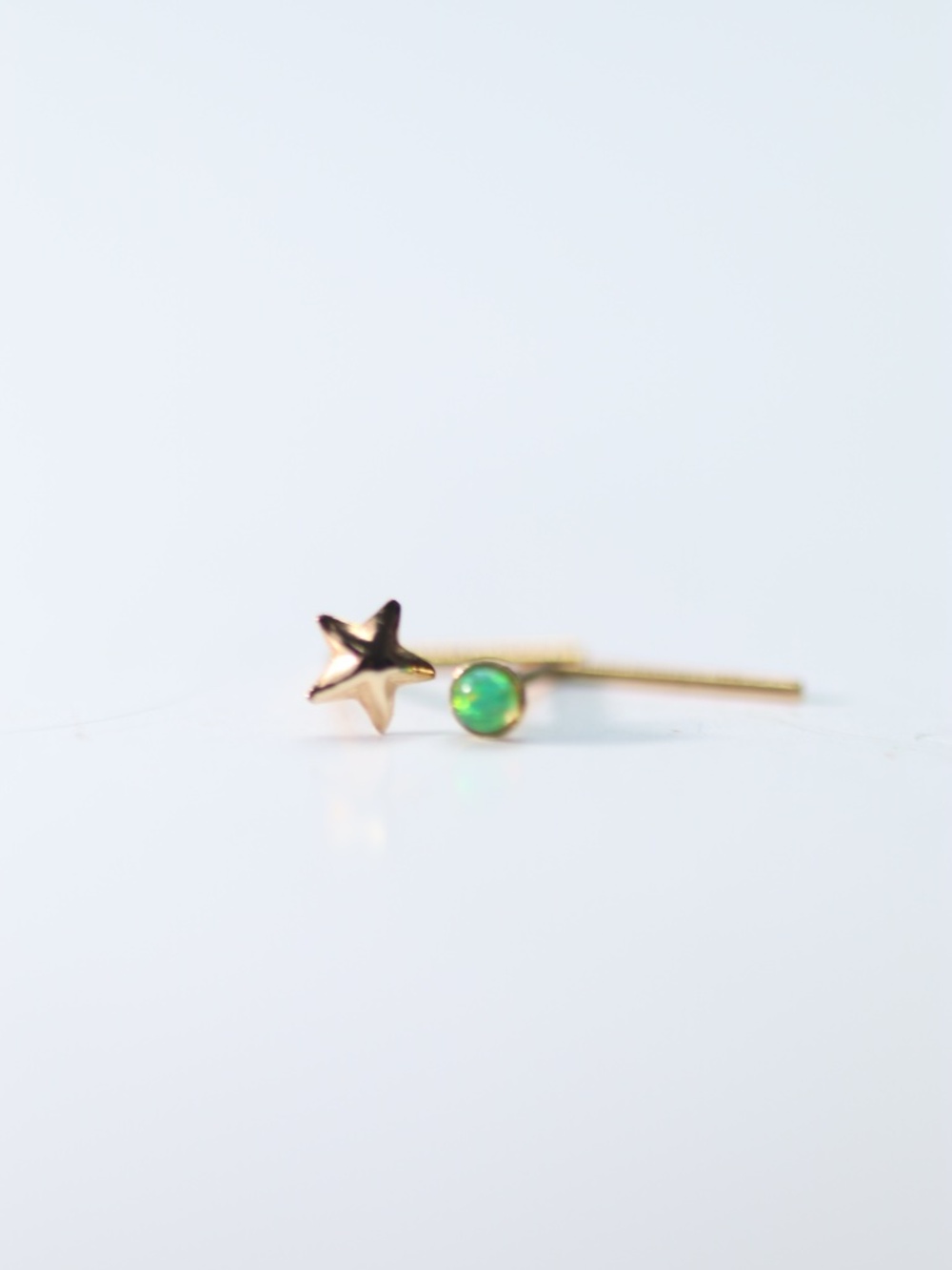 Set of TWO 9kt. Gold Nose Piercings L shape 22gauge Solid gold New